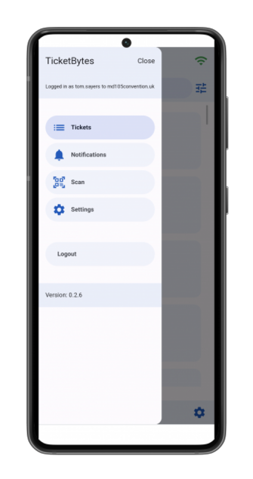 TicketBytes menu